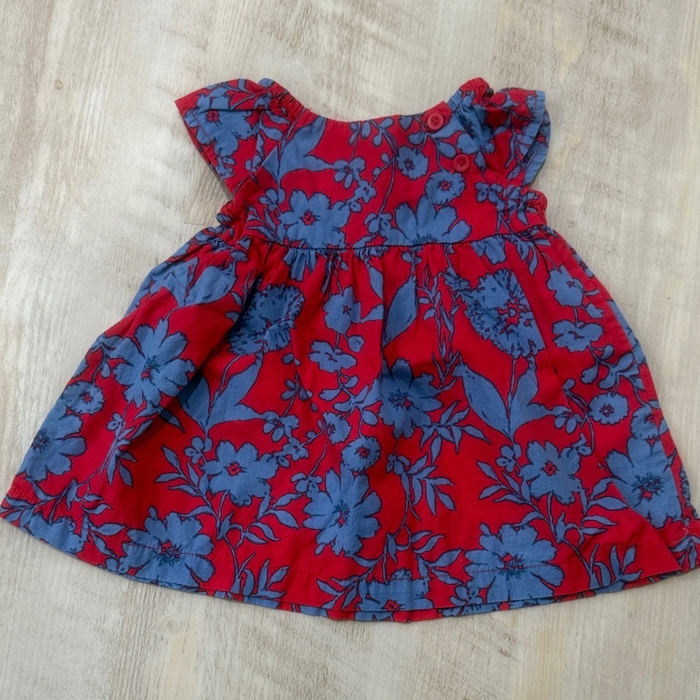Floral Red and Blue Baby Dress